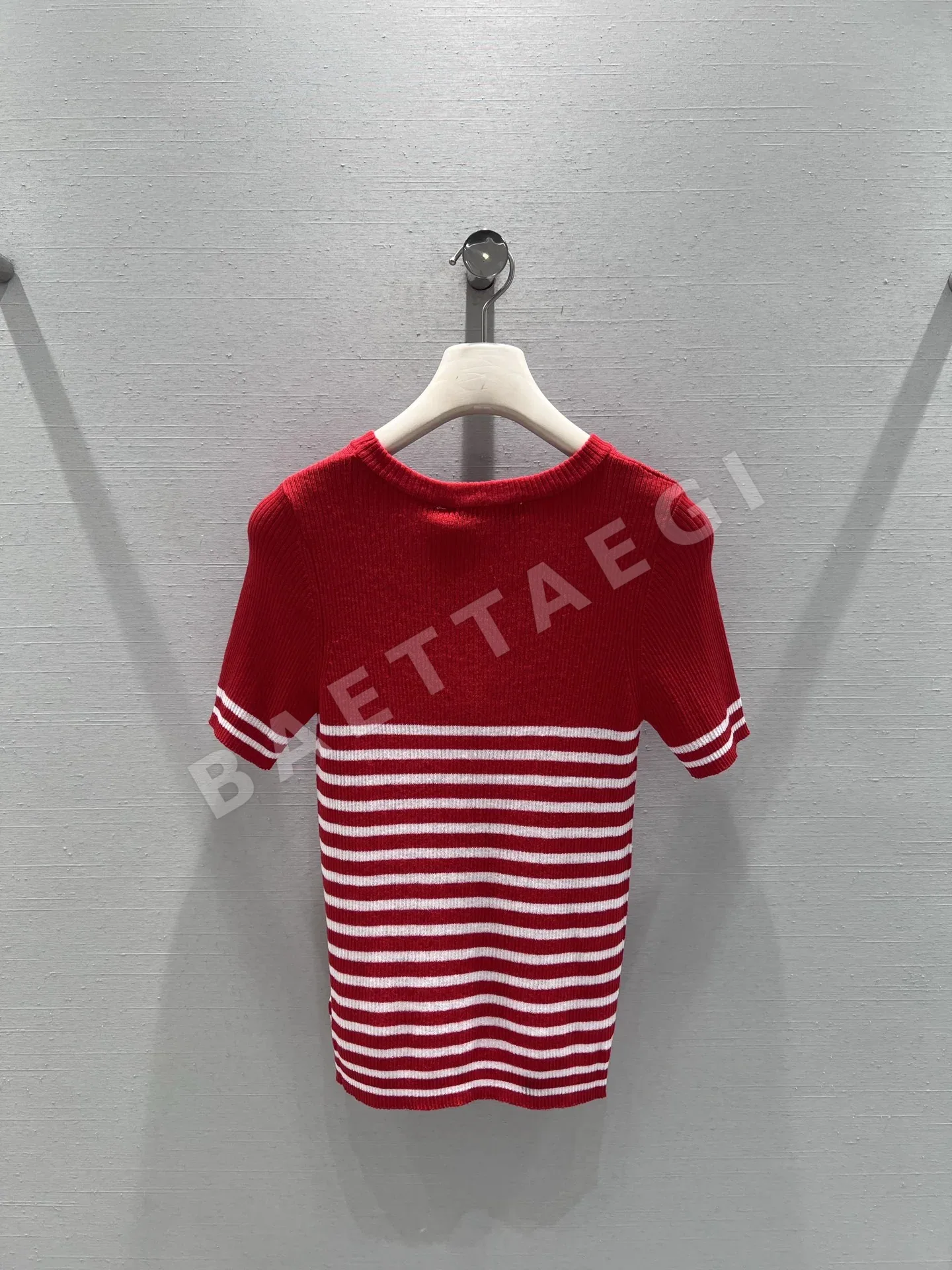 디올 CD로고 자수 크루넥 반팔 니트 티셔츠 상세 이미지 2