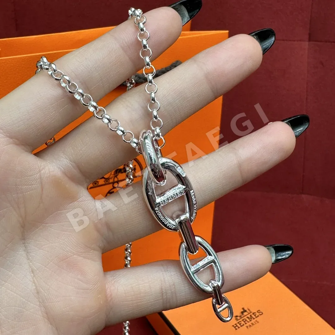 에르메스 앵커 체인 돼지 코 목걸이 상세 이미지 2