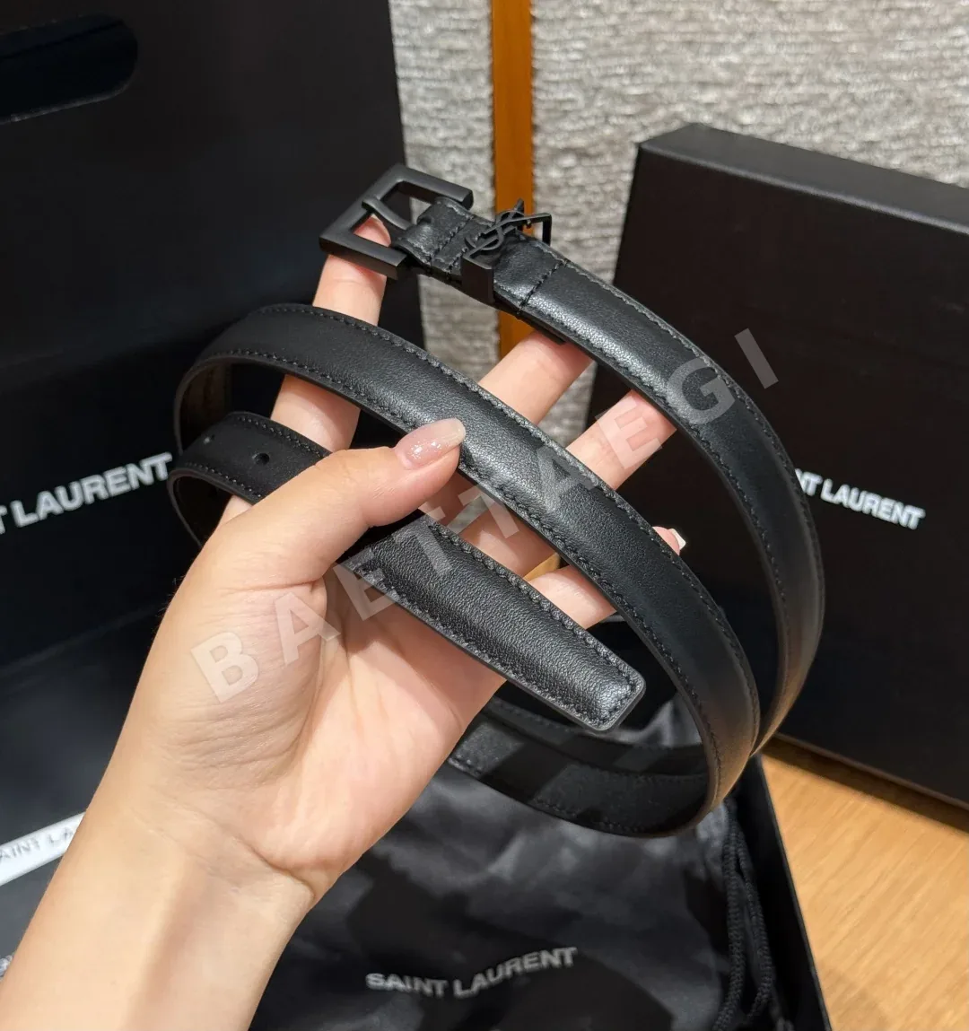 생로랑 카산드라 로고 레더 벨트 20mm 상세 이미지 2