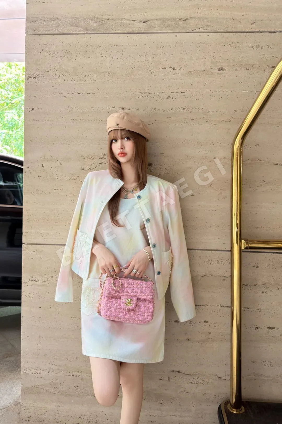 샤넬 더블 C 로고 비즈 장식 데님 원피스 상세 이미지 5