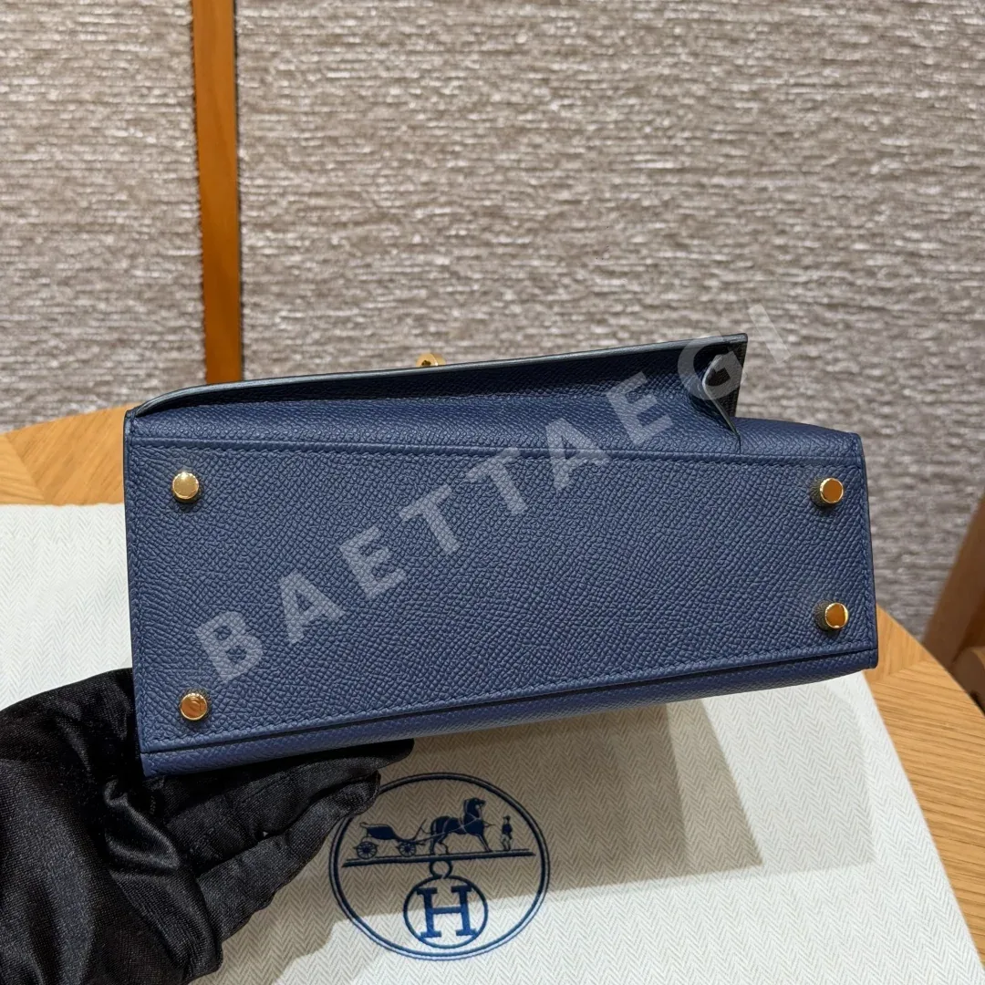 에르메스 켈리백 20 블루 골드 하드웨어 상세 이미지 5