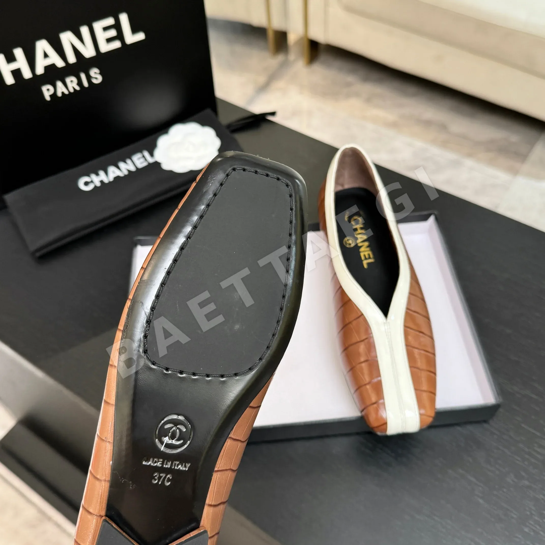 샤넬 26C 더블 C 컬러블럭 플랫슈즈 상세 이미지 7