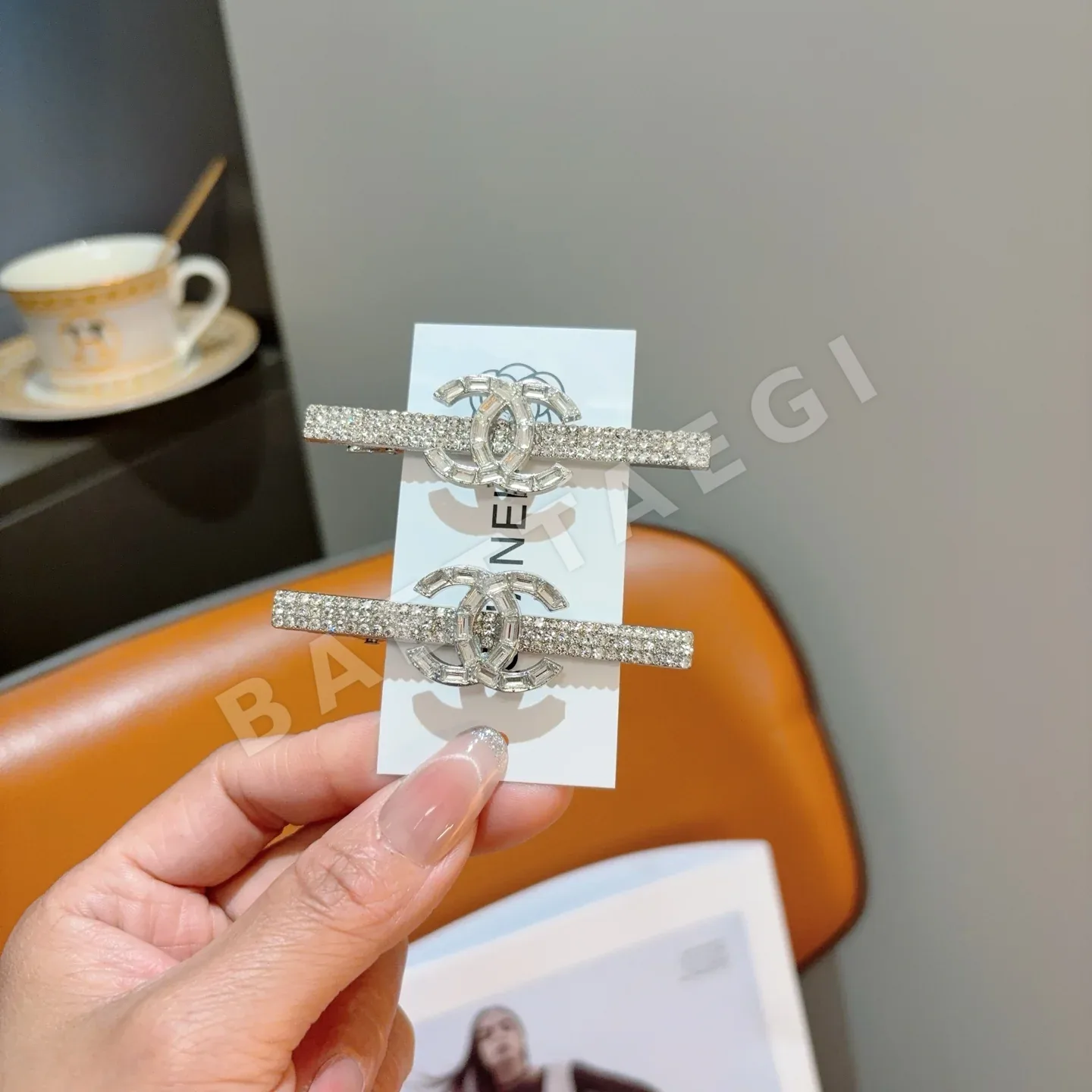 샤넬 메탈 라인스톤 BB클립 헤어악세사리 세트 상세 이미지 4