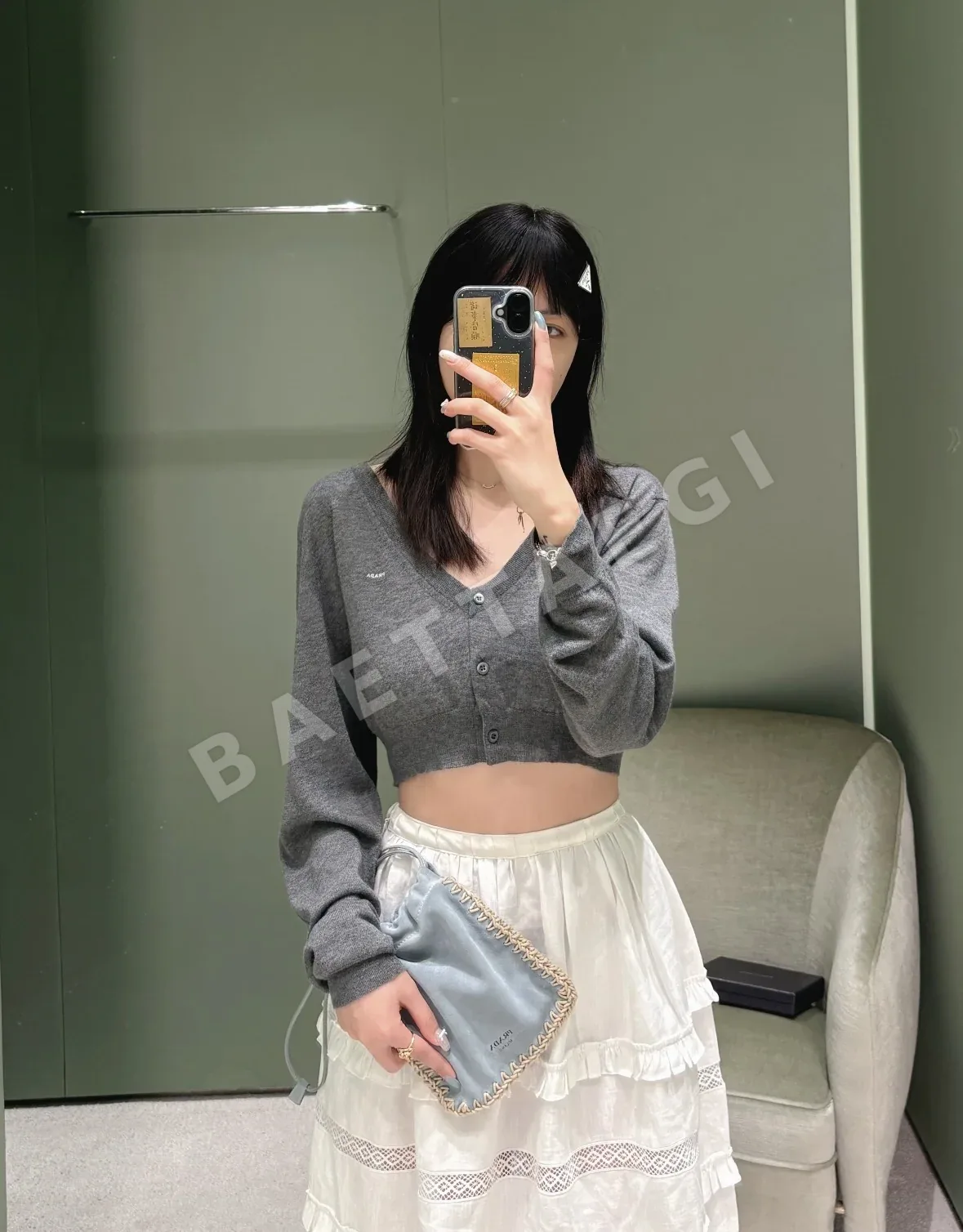프라다 미디 스커트 상세 이미지 2