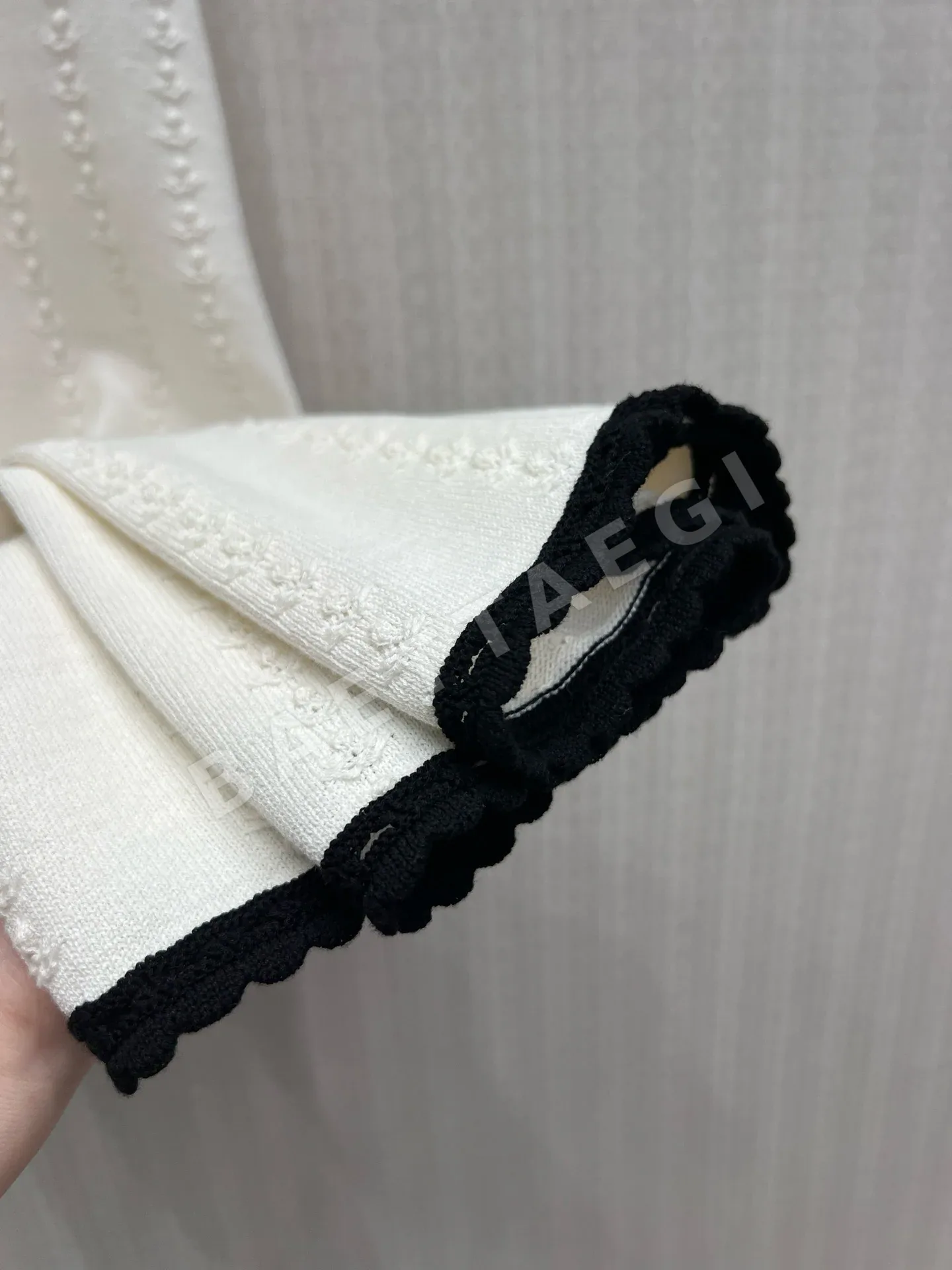 샤넬 블랙 화이트 자카드 A라인 여성 원피스 상세 이미지 7