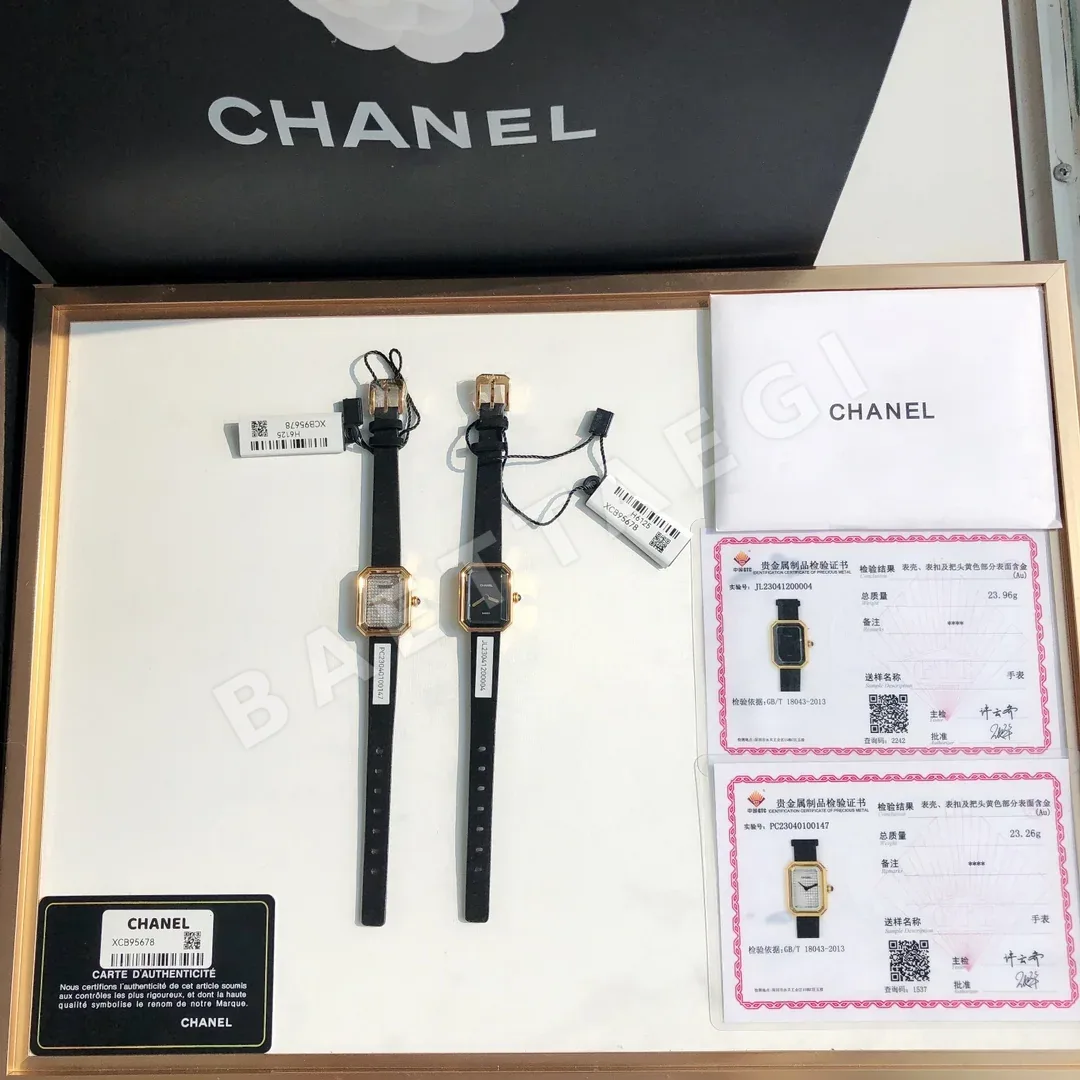 샤넬 슈가큐브 블랙골드 18K 골드도금 쿼츠 여성 시계 18K 상세 이미지 5