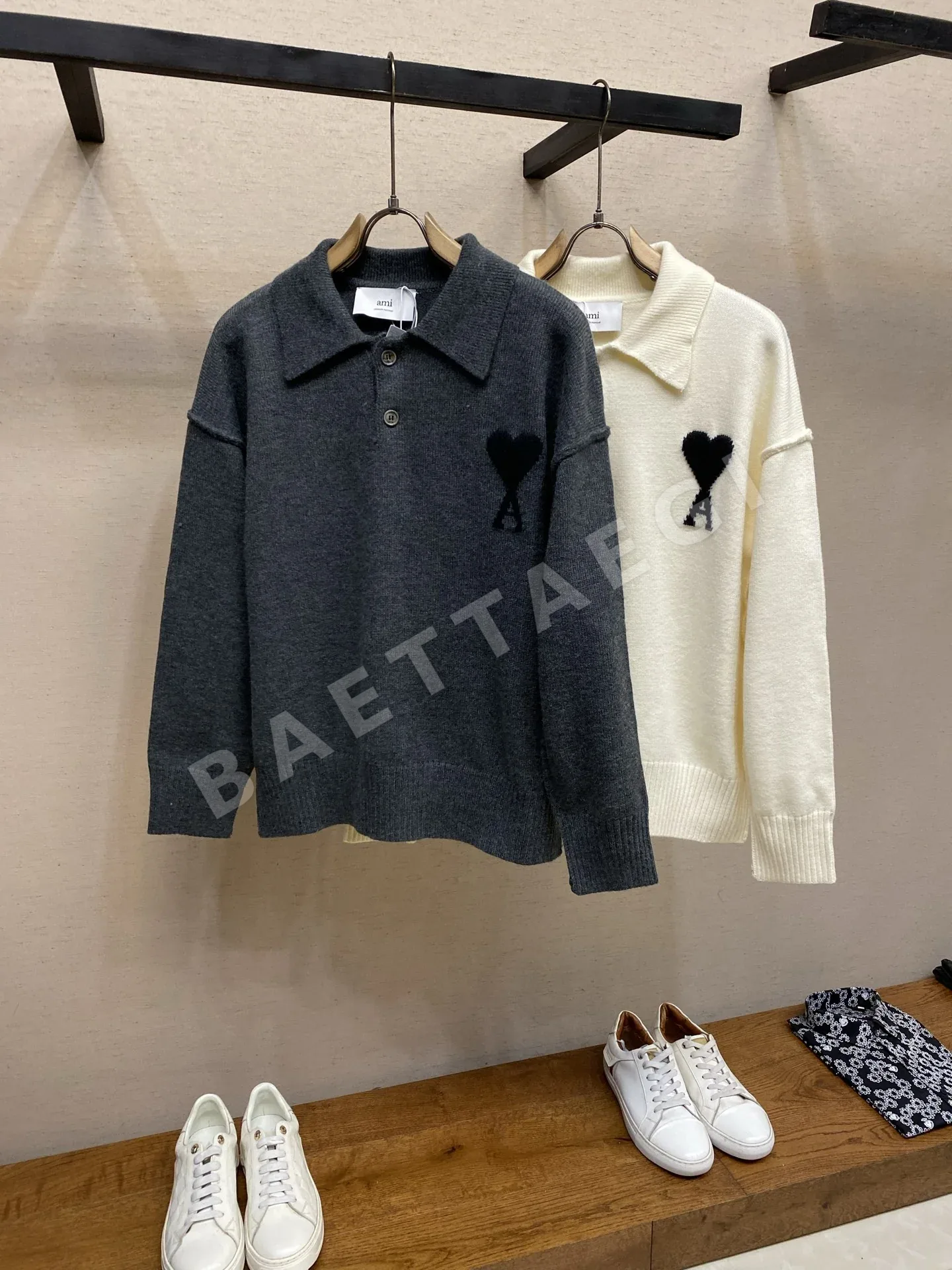 아미 울 하트 로고 니트 상세 이미지 3