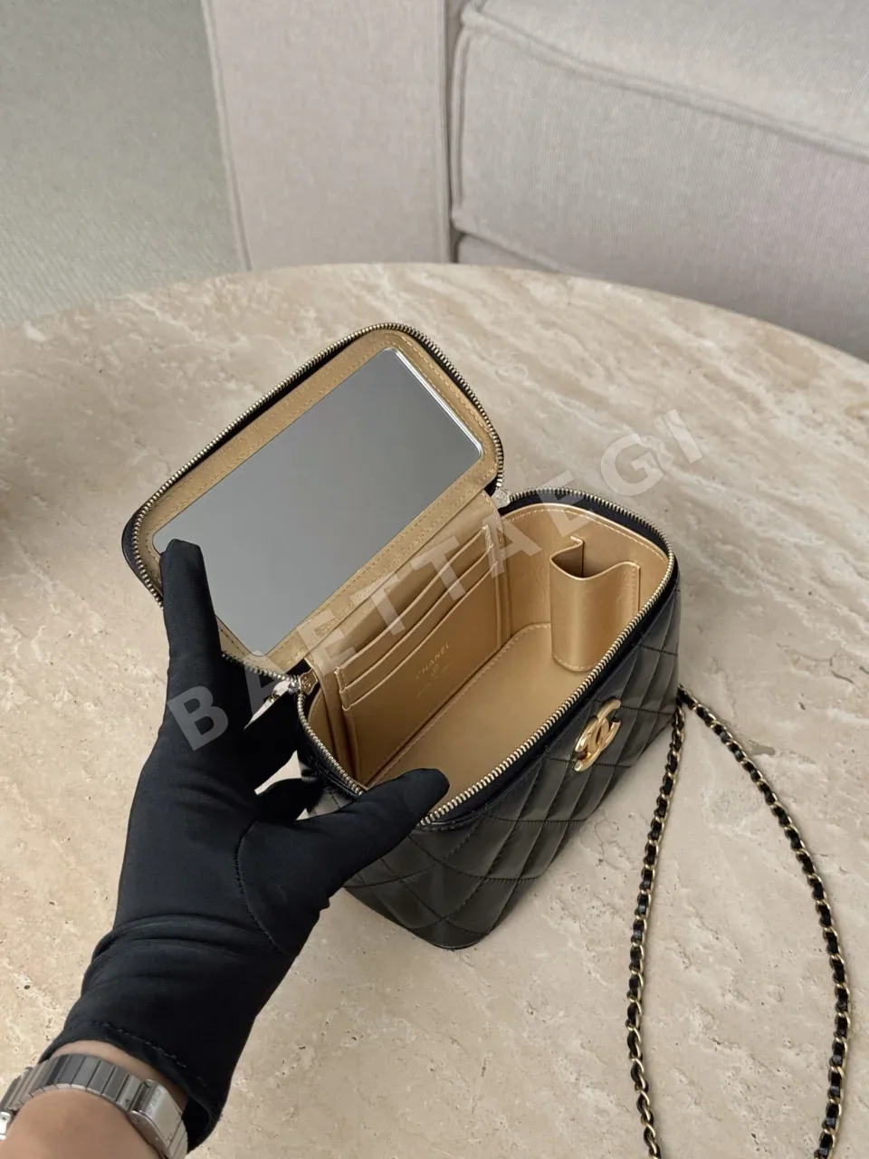 샤넬 25S 더블 골드 볼 박스 가방 블랙 25S