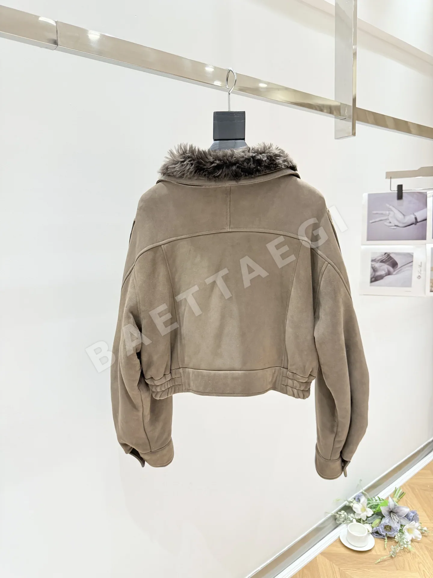 생로랑 여성 양모 가죽 일체형 자켓 상세 이미지 8