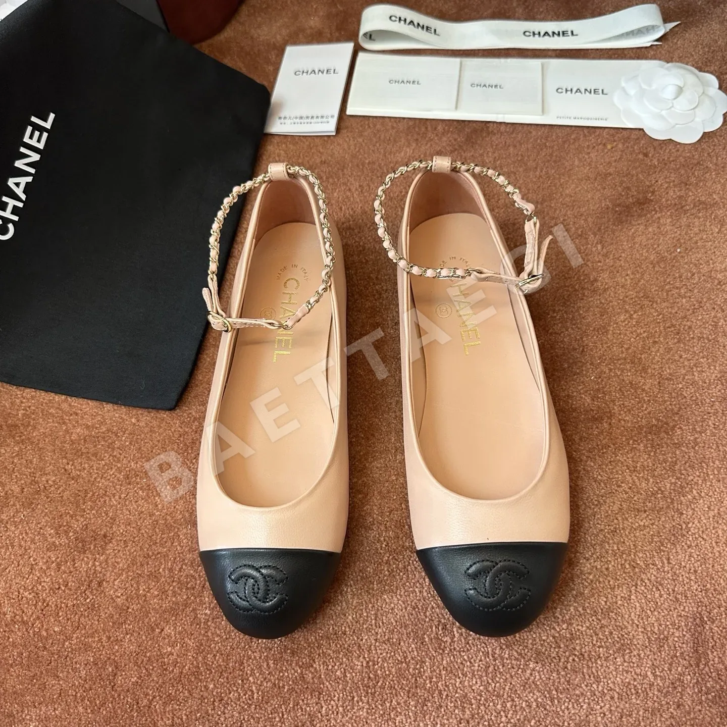 샤넬 까멜리아 메리제인 플랫 슈즈 25972