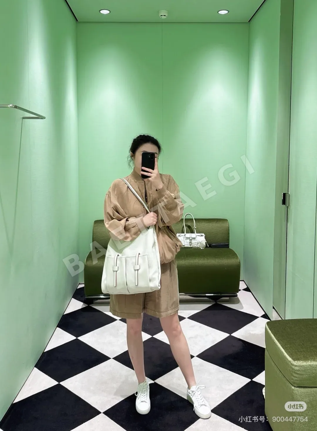 프라다 어스 컬러 주름 큐프라 루즈 재킷 세트 상세 이미지 5