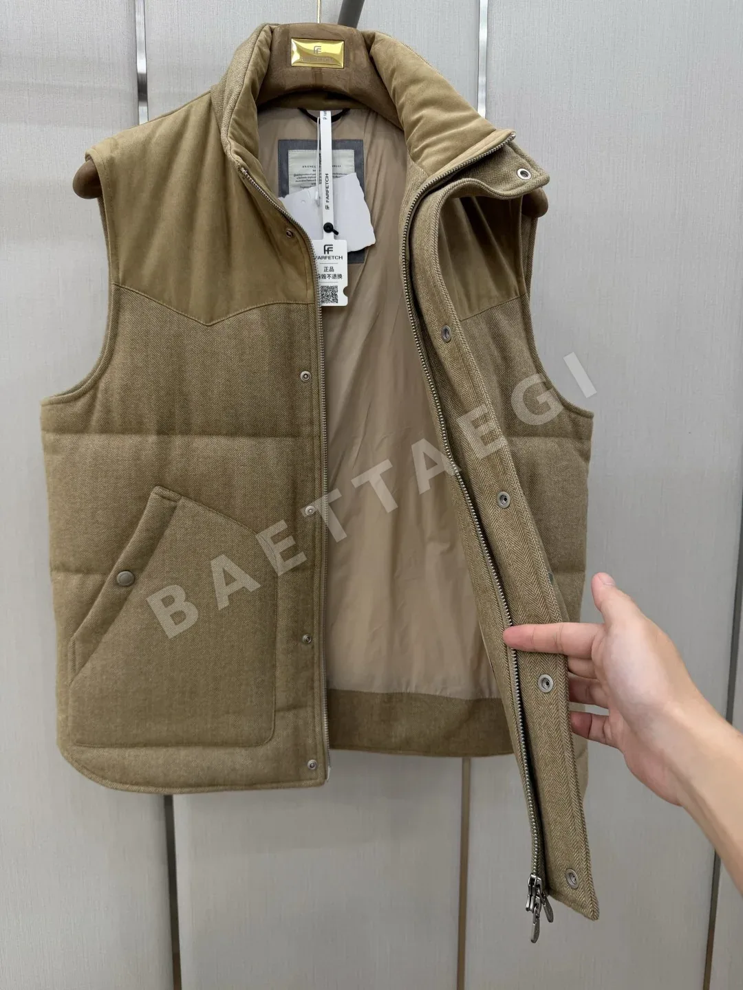 브루넬로쿠치넬리 울 플란넬 스탠드카라 남성 조끼 상세 이미지 8