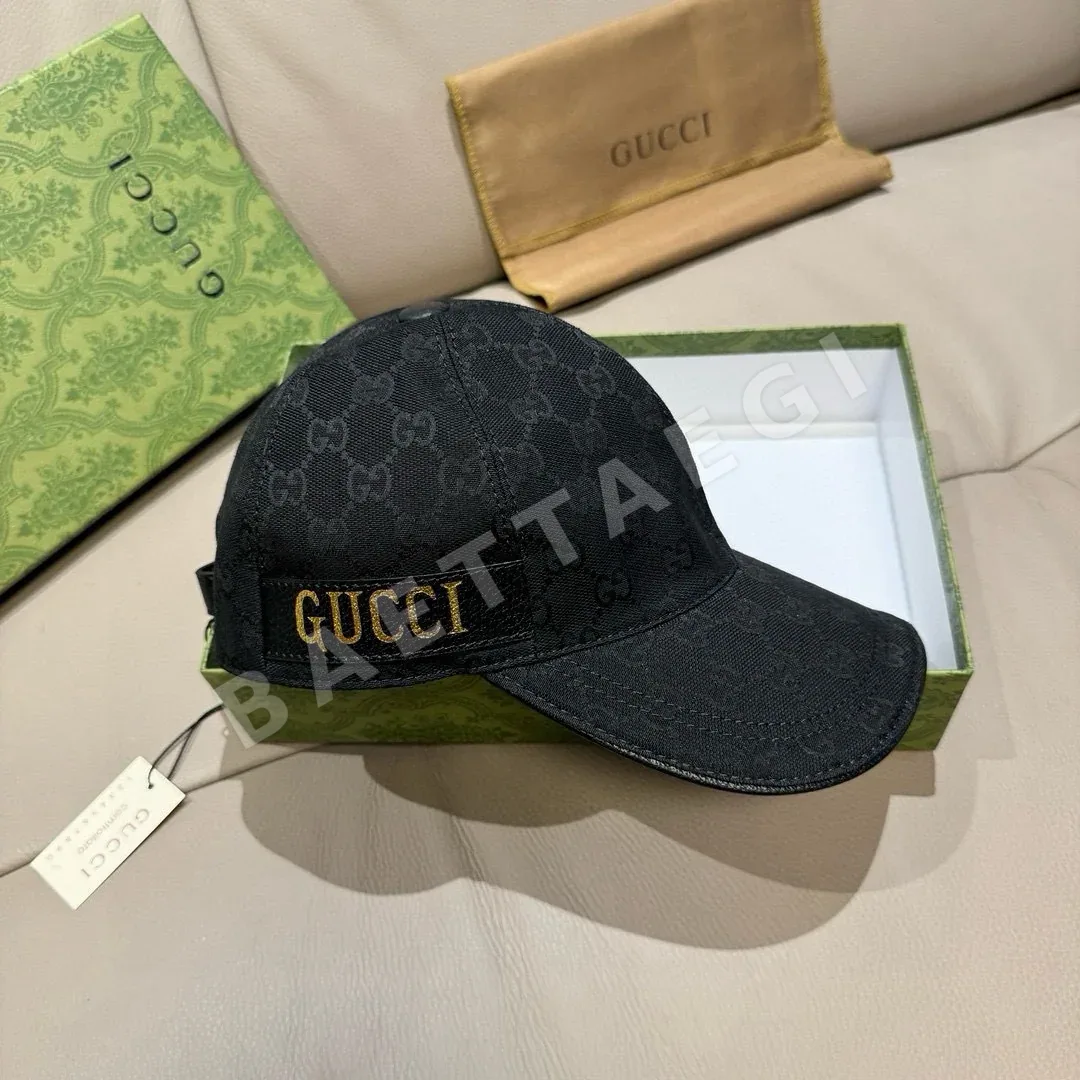 구찌 골드 각인 웨빙 베이스볼캡 상세 이미지 4