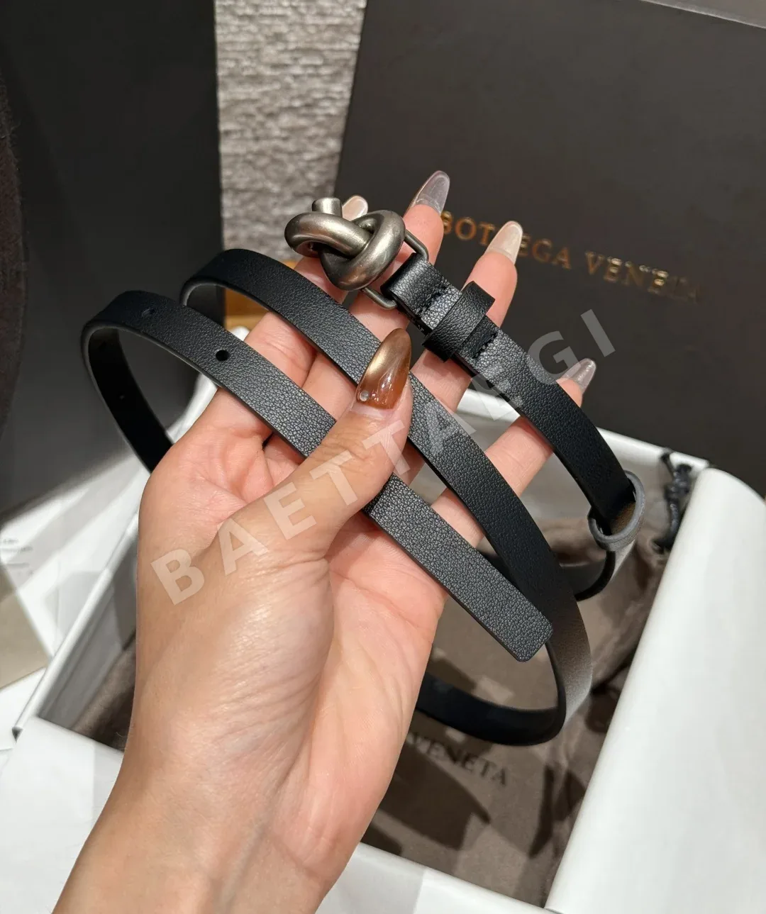 보테가베네타 노트 소가죽 실버장식 벨트 상세 이미지 2