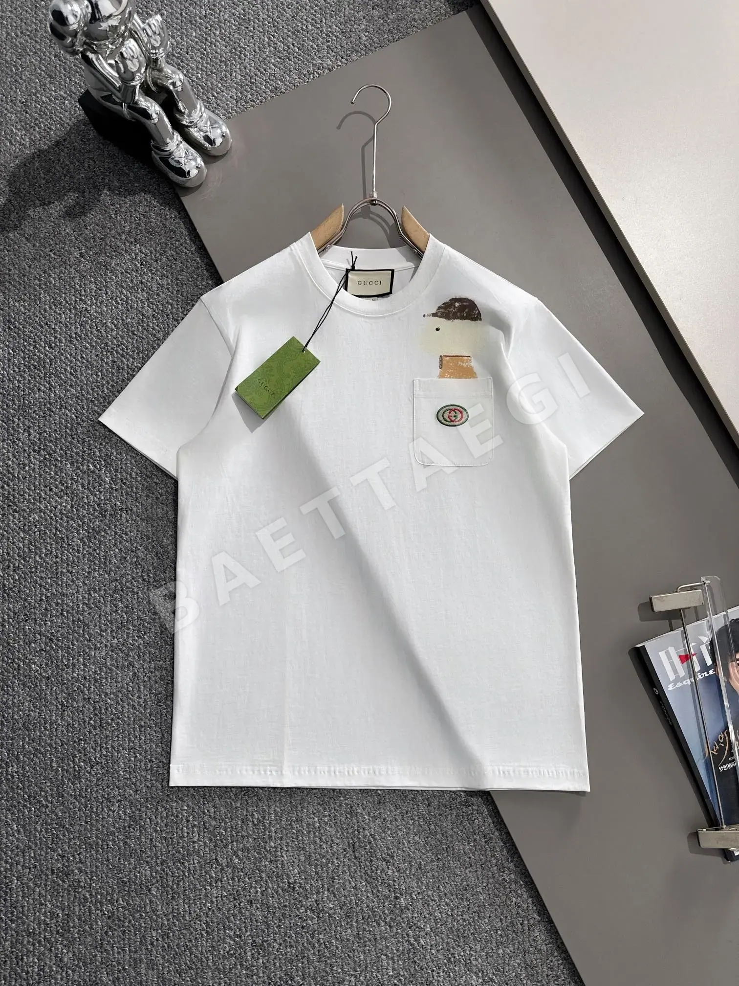 구찌 남성 자수 그래피티 반팔 티셔츠 47598