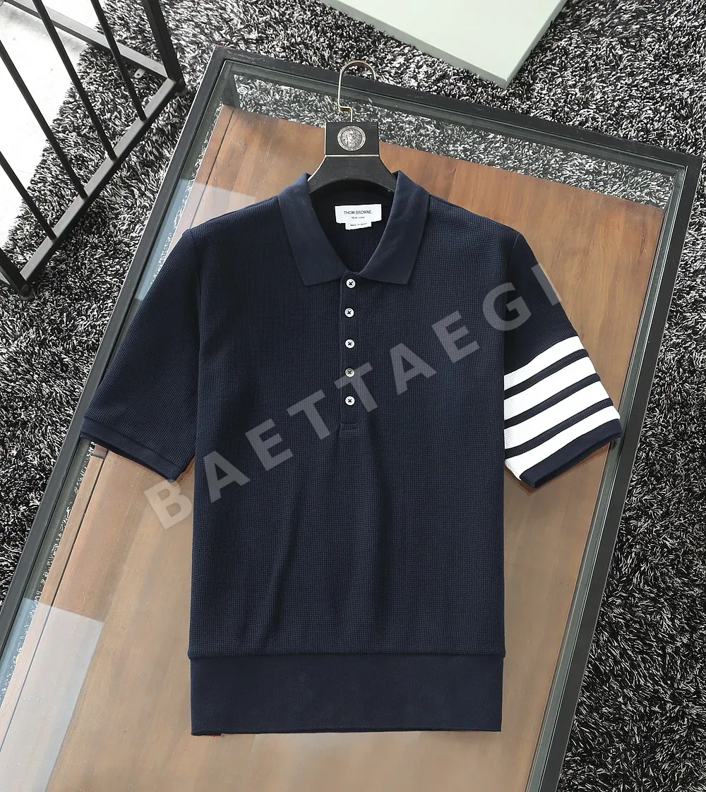 톰브라운 남성 와플 니트 카라 반팔 티셔츠 50583