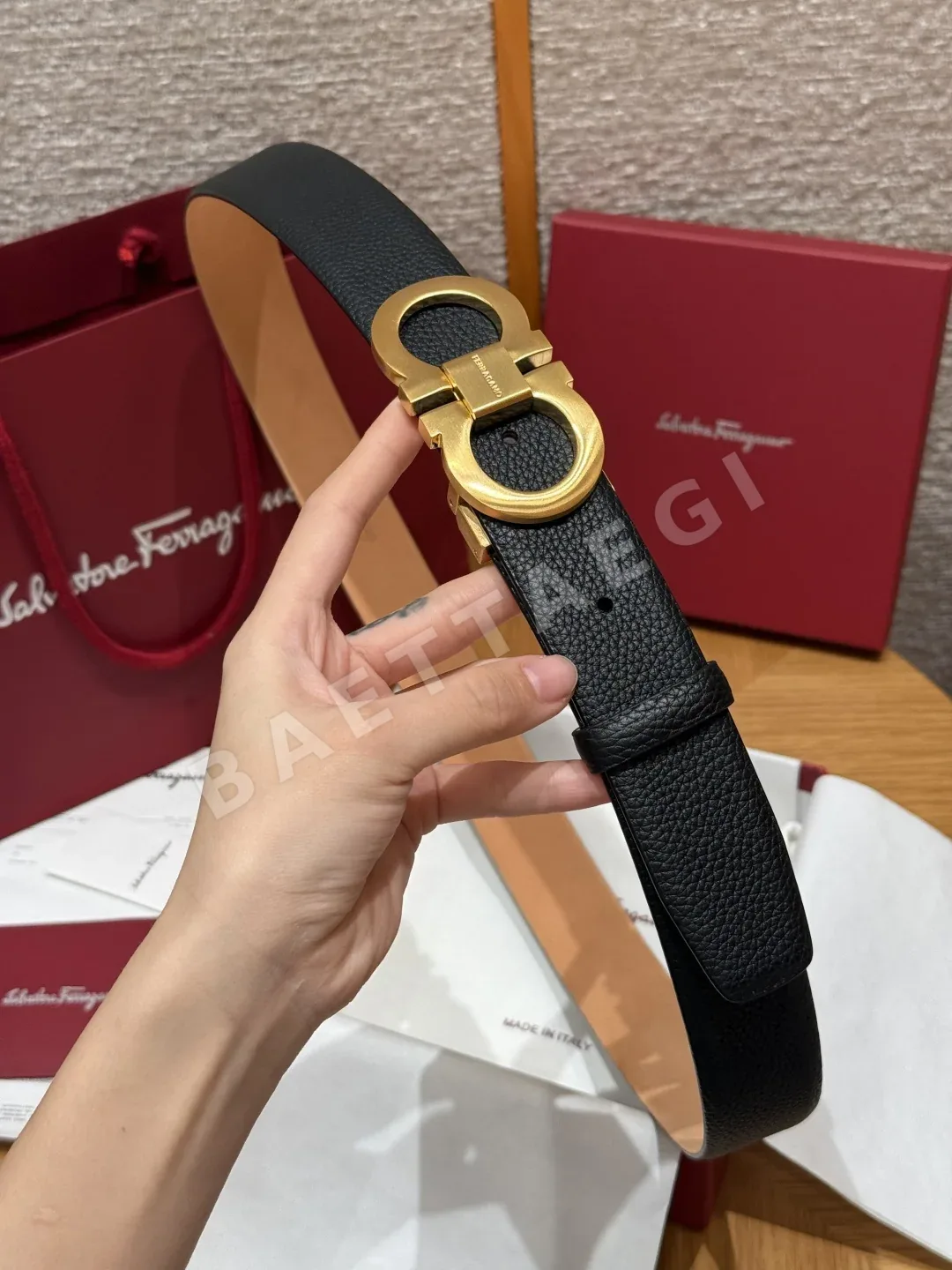 페레가모 간치니 양면 조절 가죽 벨트 상세 이미지 3