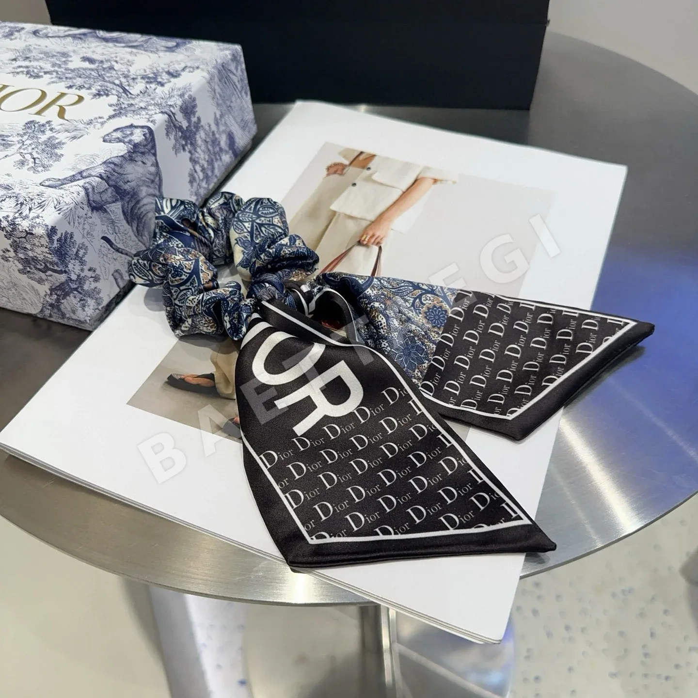 디올 CD 리본 헤어타이 상세 이미지 4