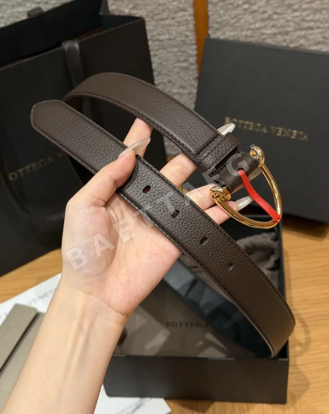 보테가베네타 호스비트 D링 가죽 벨트 상세 이미지 4