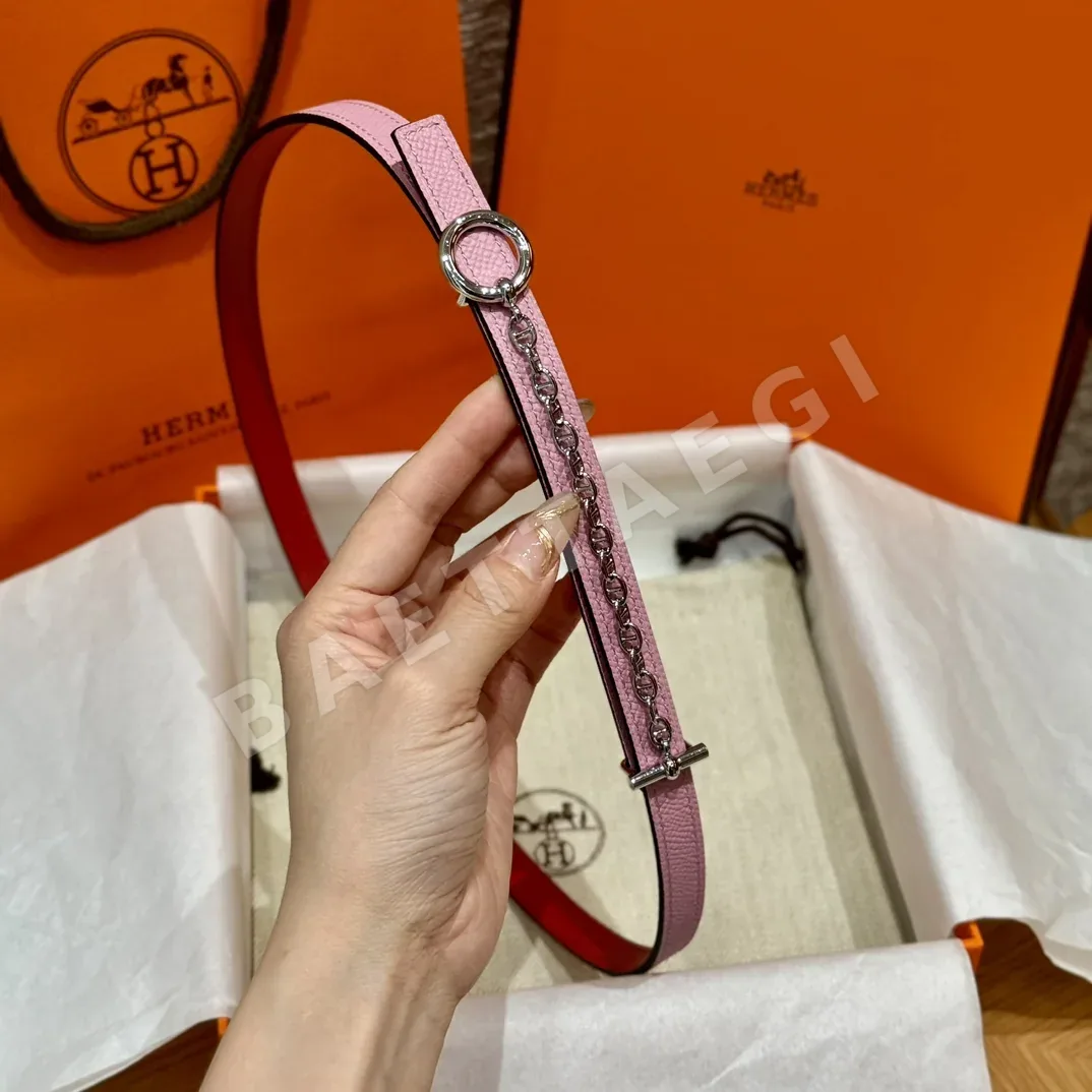 에르메스 팔라듐 도금 체인 버클 가죽 벨트 상세 이미지 3