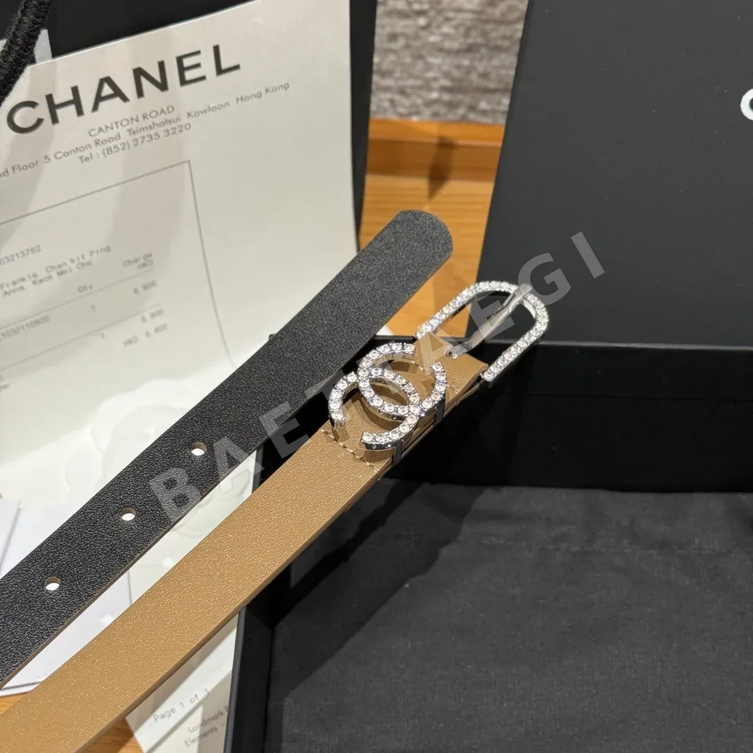 샤넬 더블 C 크리스탈 버클 소가죽 벨트 상세 이미지 6