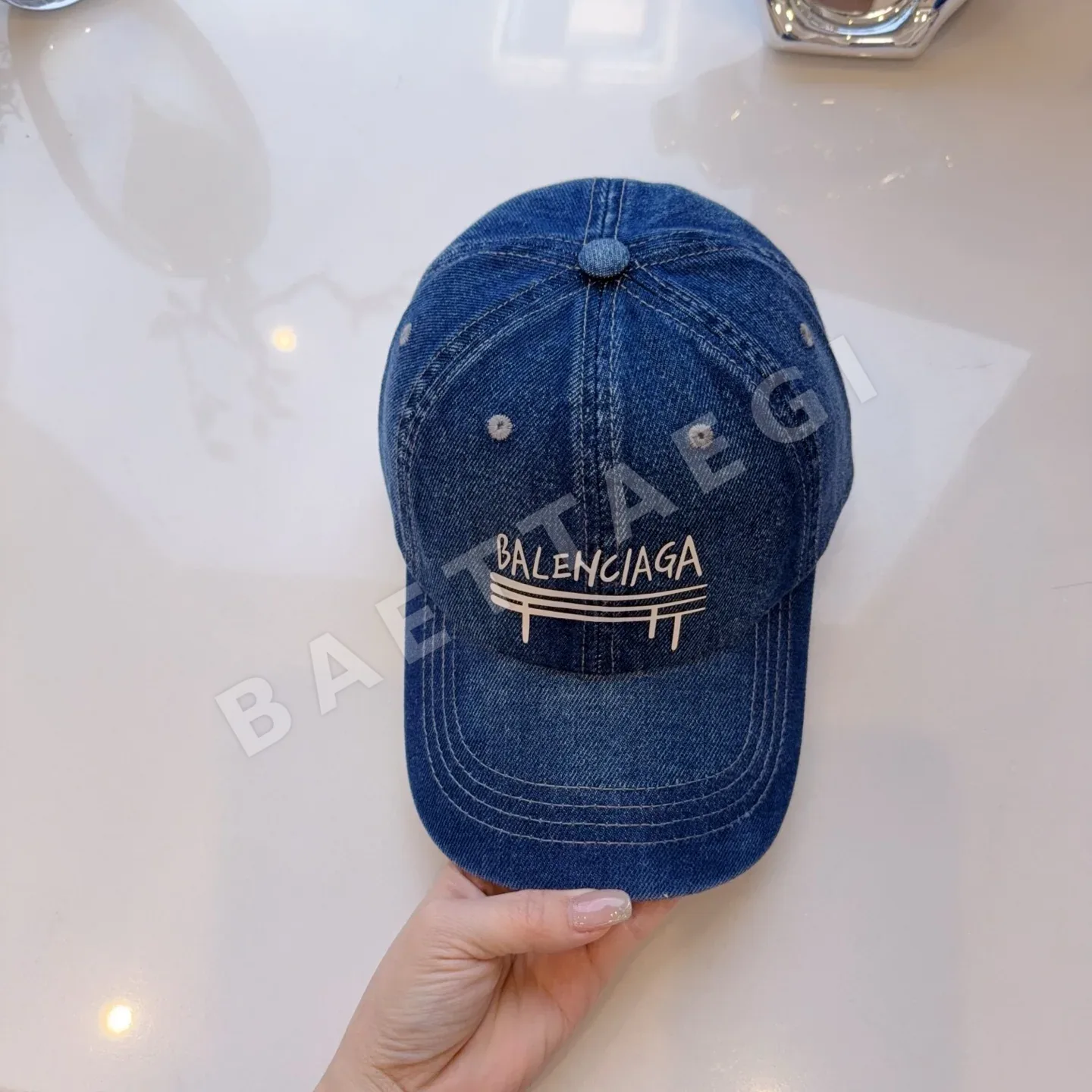 발렌시아가 데님 데미지 베이스볼 캡 상세 이미지 8