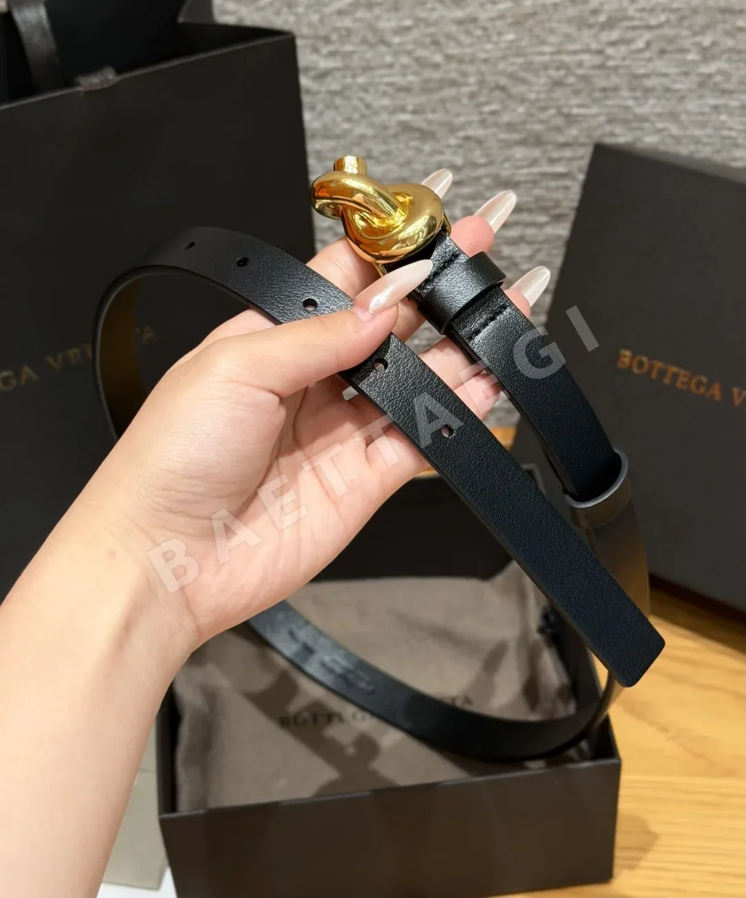 보테가베네타 로프 노트 가죽 벨트 상세 이미지 3