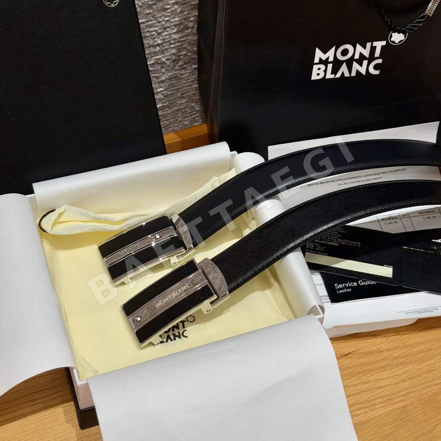몽블랑 소가죽 자동 버클 남성 벨트 상세 이미지 3