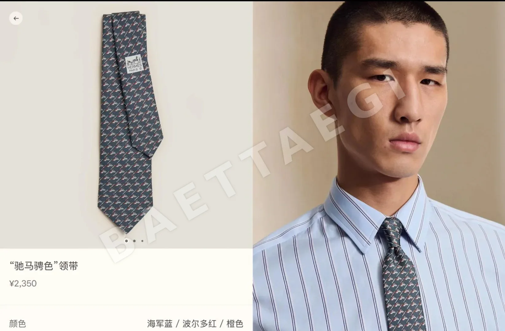 에르메스 프린트 실크 넥타이 89165