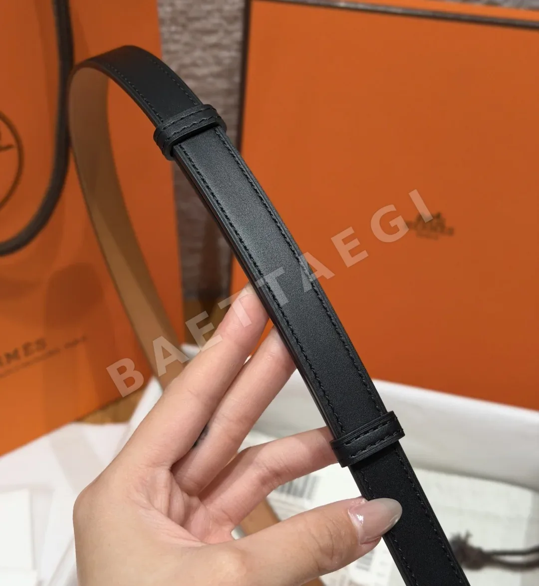 에르메스 켈리 팔라듐 버클 헌터 가죽 벨트 상세 이미지 8