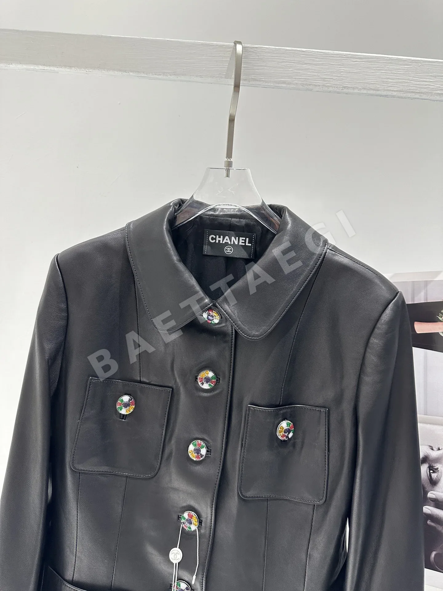 샤넬 램스킨 드롭 숄더 여성 자켓 상세 이미지 3
