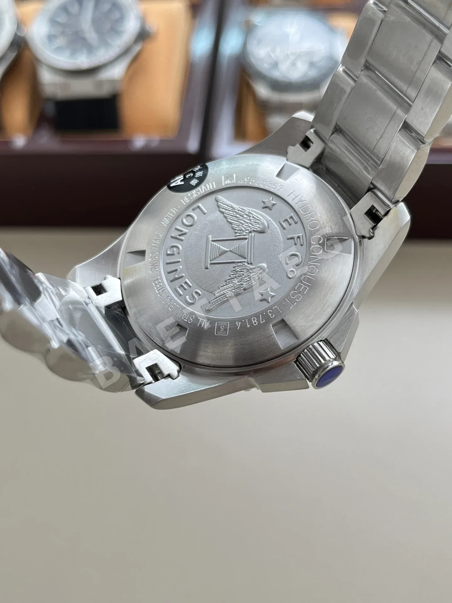 론진 콘퀘스트 블랙 다이얼 스틸 브레이슬릿 시계 상세 이미지 7