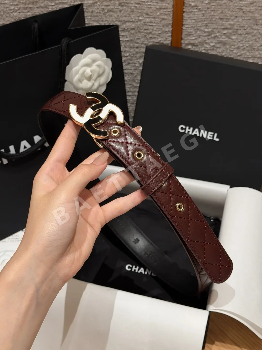 샤넬 다이아몬드 퀼팅 카프스킨 벨트 상세 이미지 3