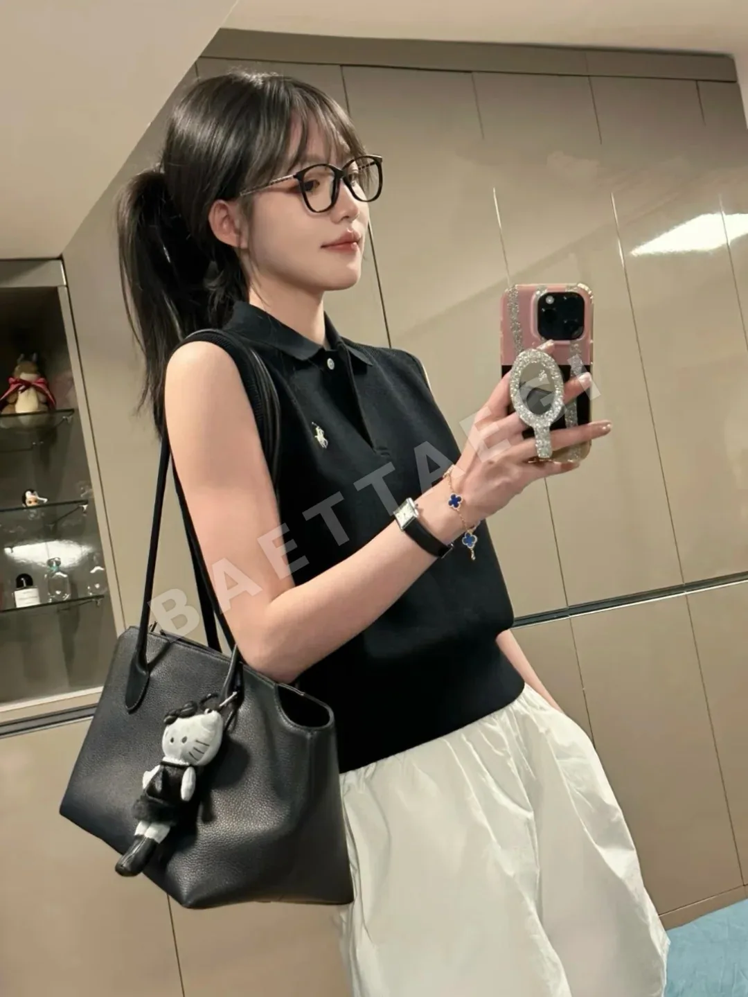 폴로 자수 로고 크롭 반팔 티셔츠 상세 이미지 9