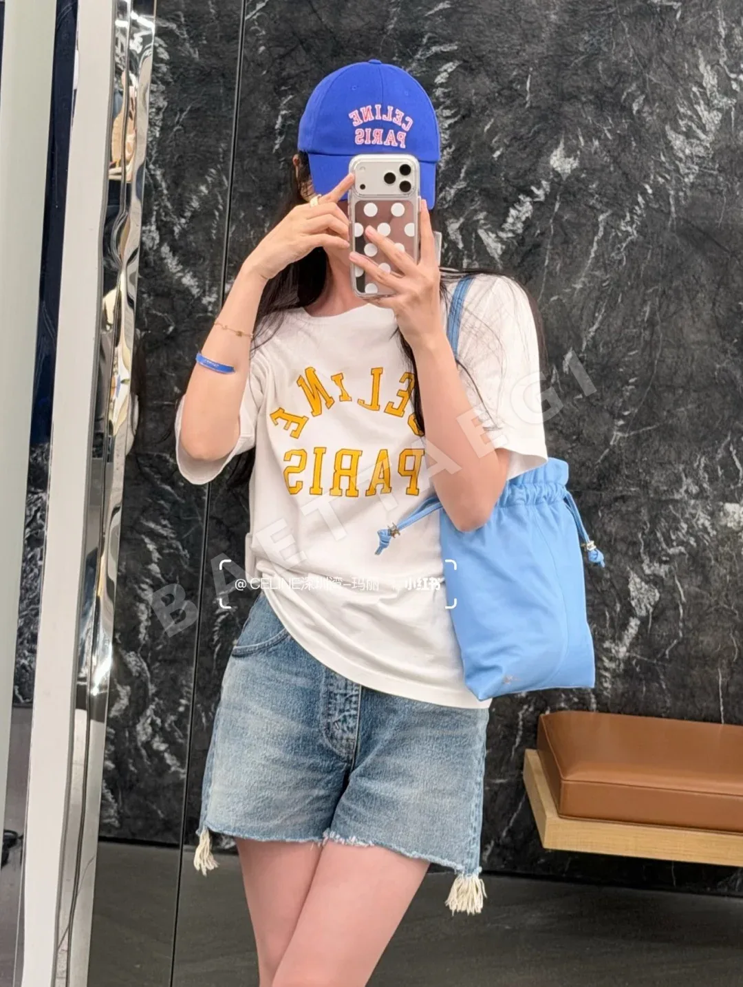 셀린느 컬러 블록 문자 프린트 반팔 티셔츠 상세 이미지 2