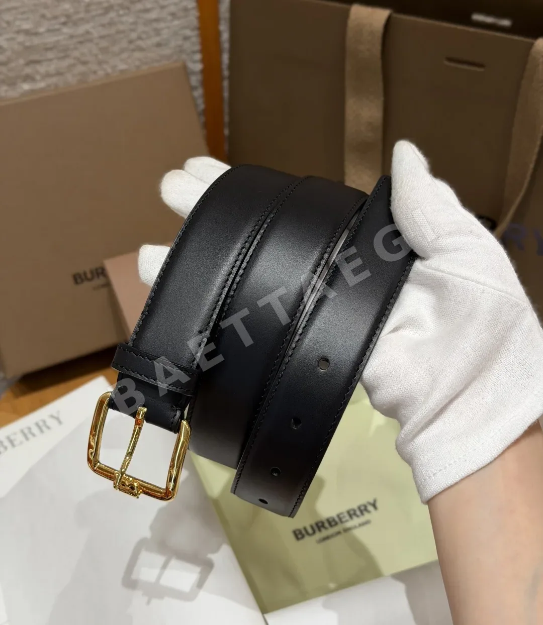 버버리 폴리 30mm 스무스 카프스킨 핀버클 벨트 상세 이미지 8