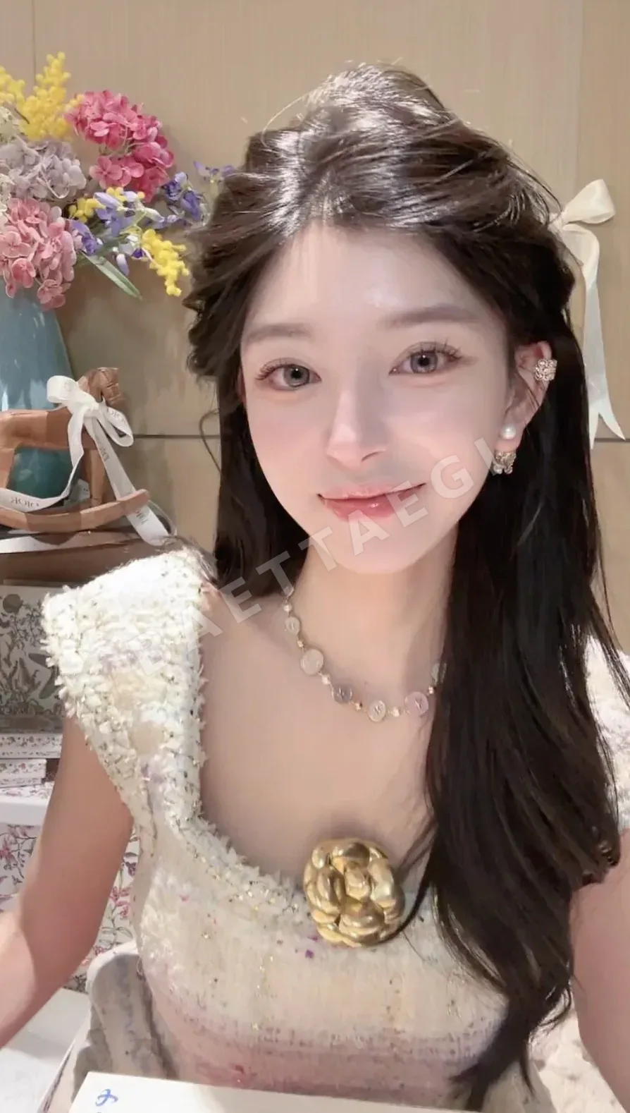 디올 컬러 레진 마카롱 펄 장식 목걸이 상세 이미지 3