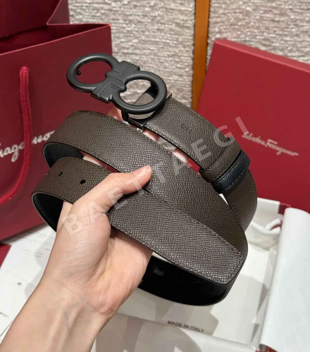 페레가모 양면 간치니 버클 가죽 벨트 상세 이미지 2