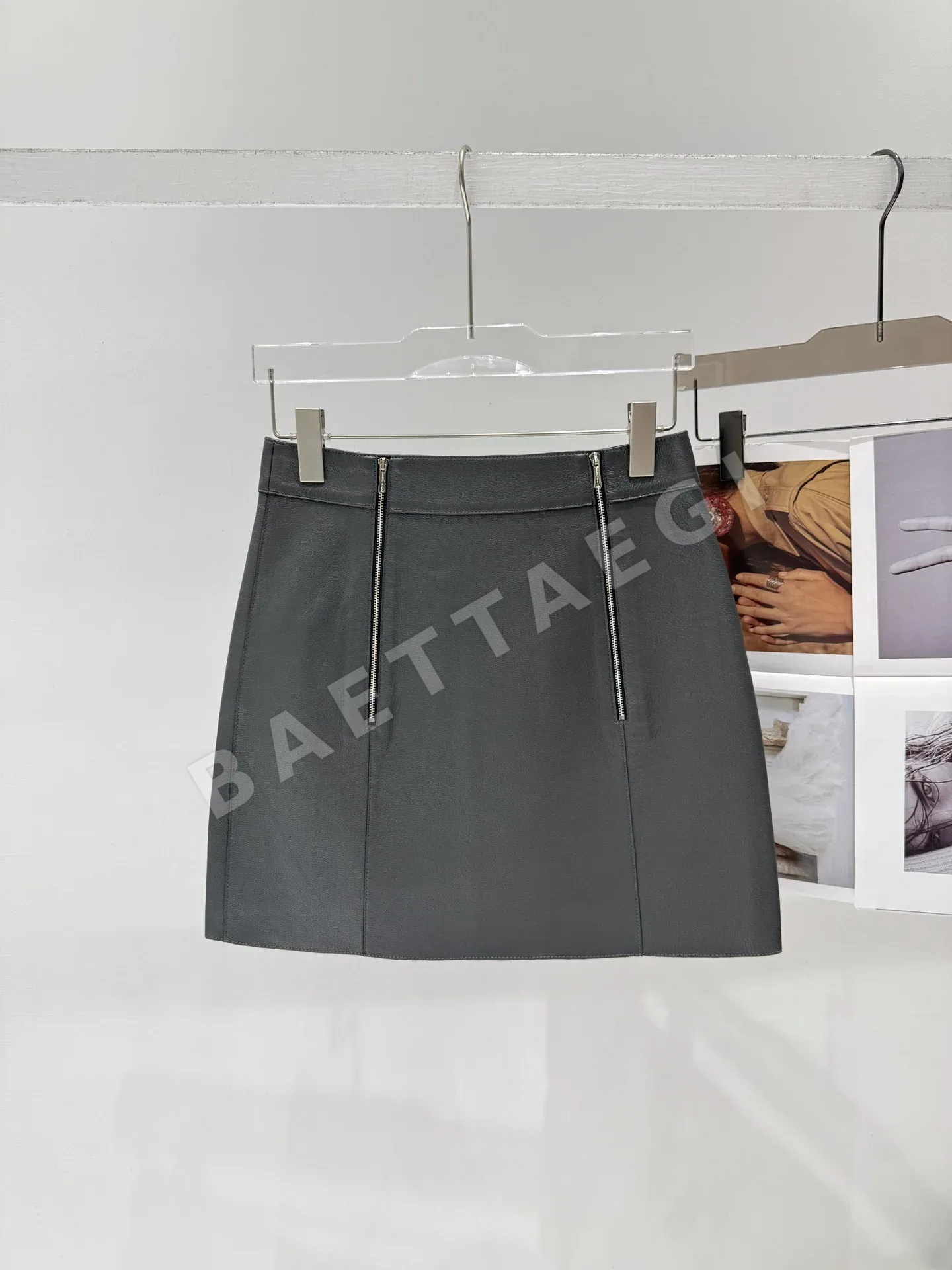 에르메스 리치 패턴 램스킨 여성 가죽 스커트 상세 이미지 2