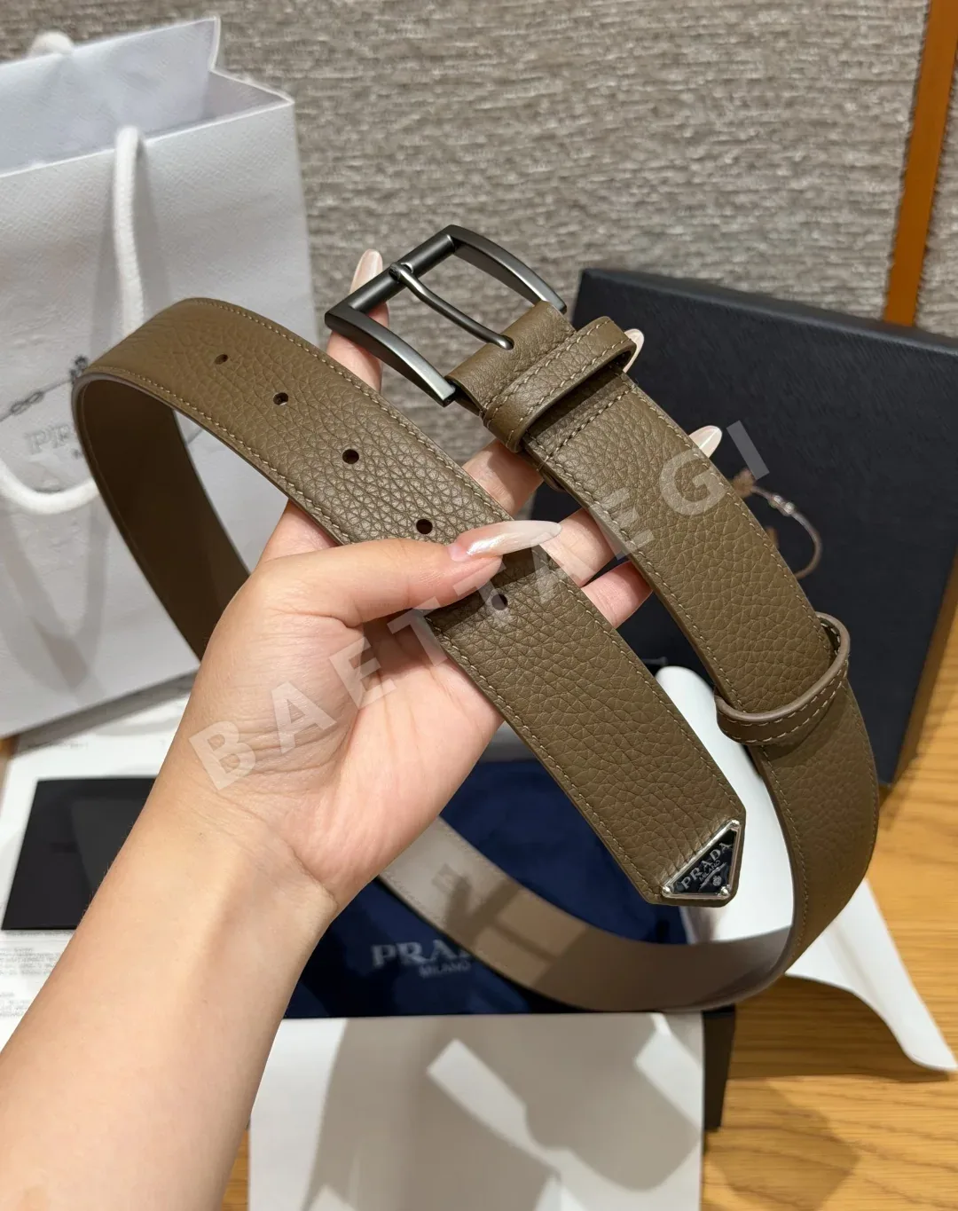 프라다 가죽 벨트 33mm 상세 이미지 4
