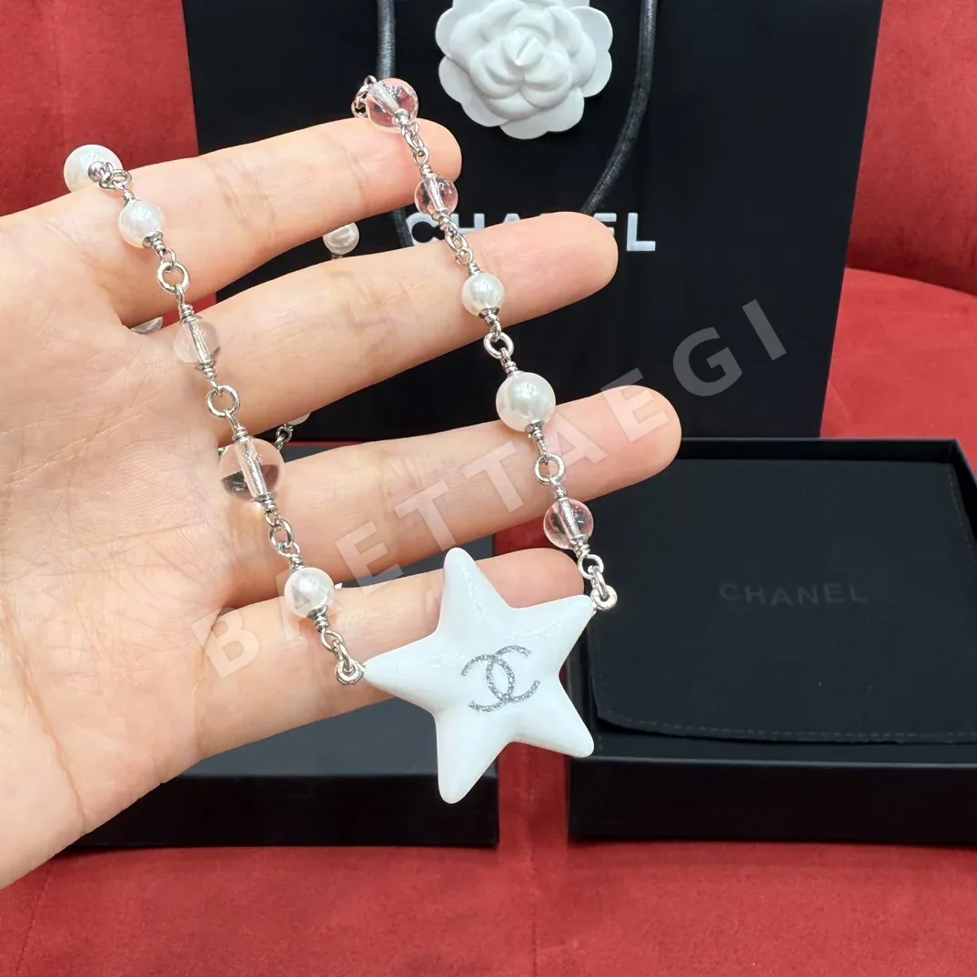 샤넬 실버 스타 크리스탈 진주 목걸이 상세 이미지 2