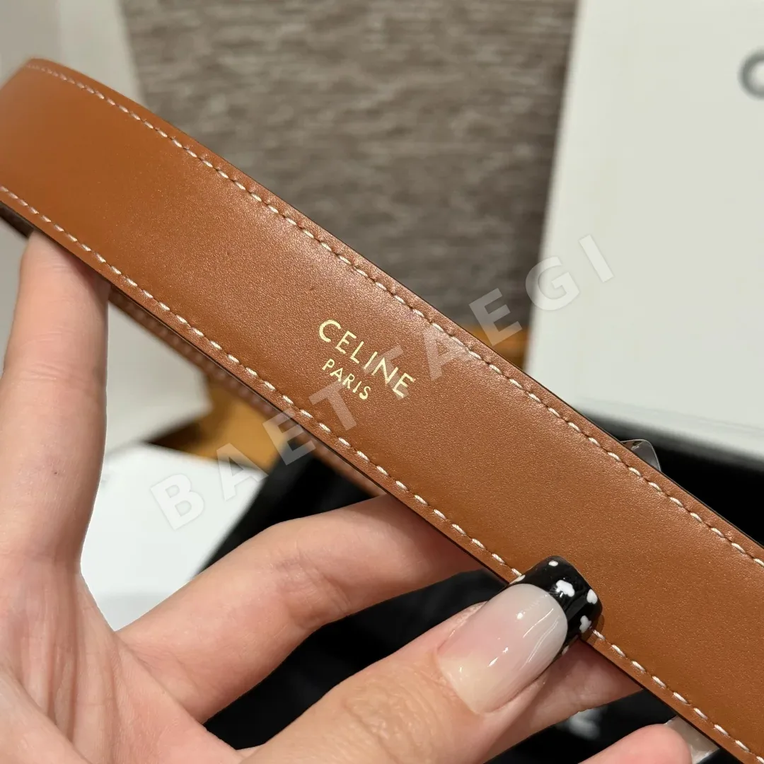 셀린느 트리옹 가죽 라운드 버클 벨트 상세 이미지 9