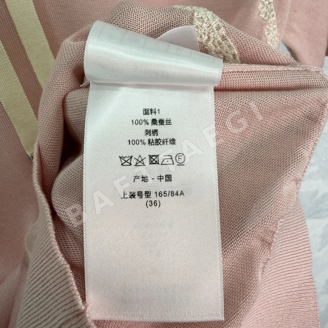 디올 리본 레이스 카라 여성 반팔 니트 상세 이미지 9