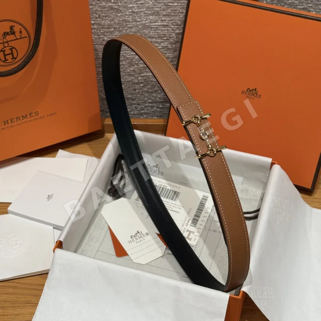 에르메스 H자형 버클 양면 스위프트 앱송 가죽 벨트 상세 이미지 3