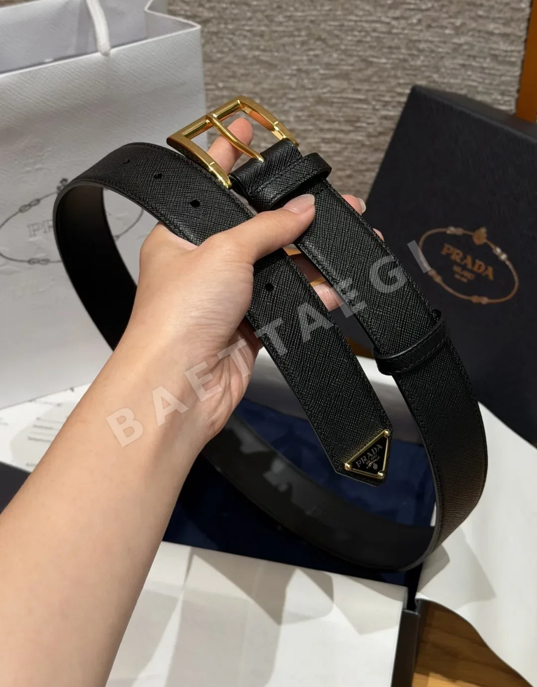 프라다 사피아노 가죽 남성 벨트 33mm 상세 이미지 3
