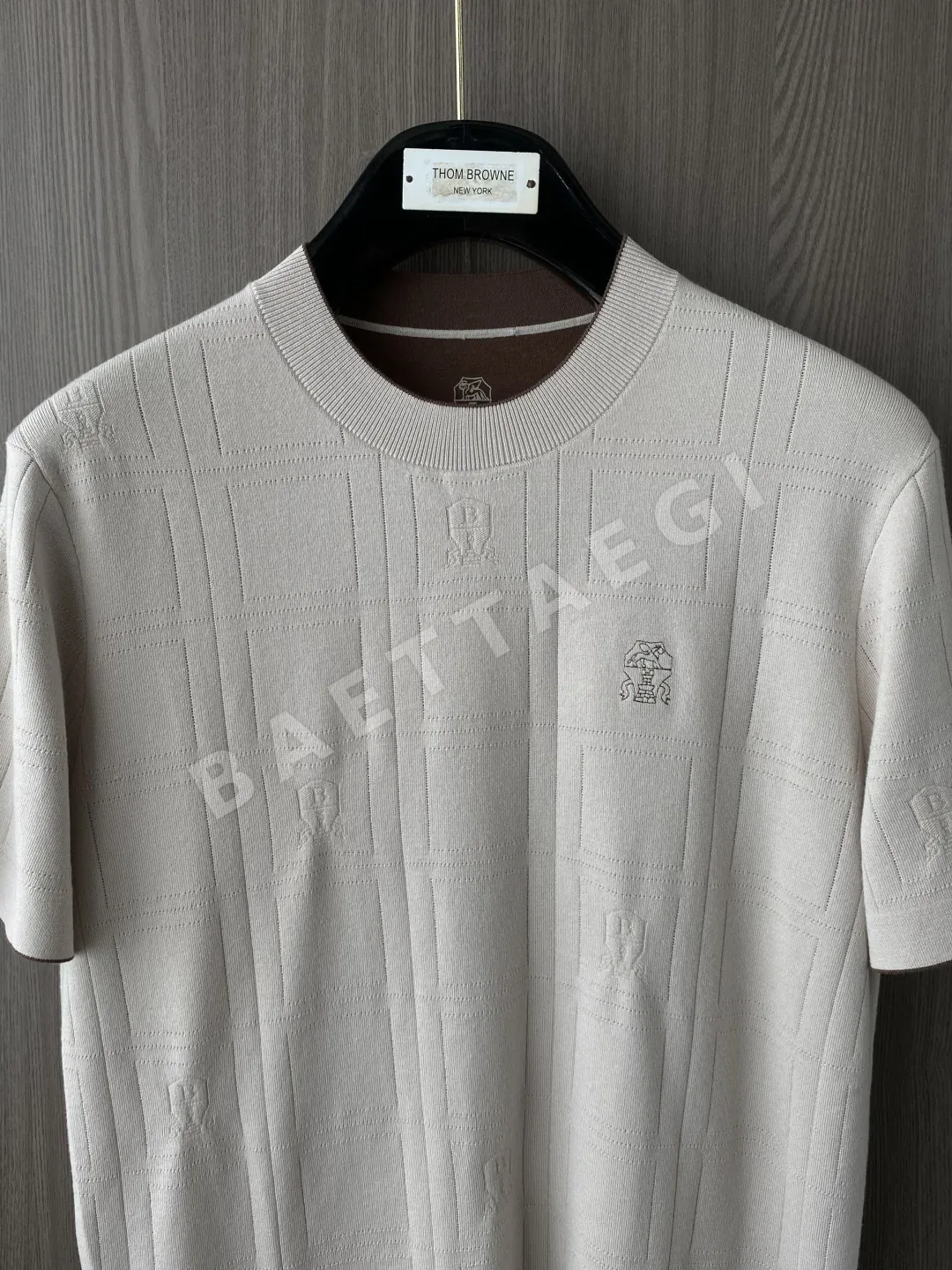 브루넬로쿠치넬리 크루넥 투톤 카라 반팔 니트 상세 이미지 2