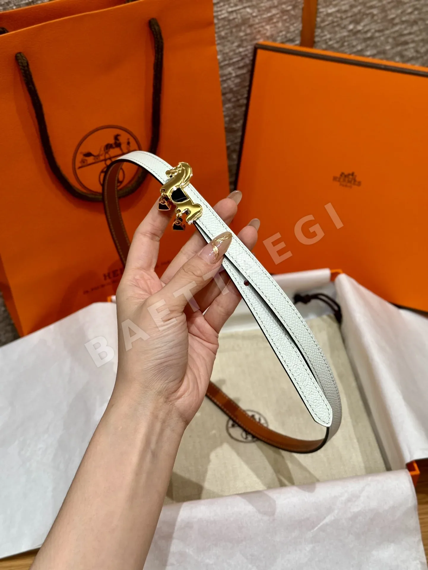에르메스 포니 버클 양면 가죽 벨트 상세 이미지 3
