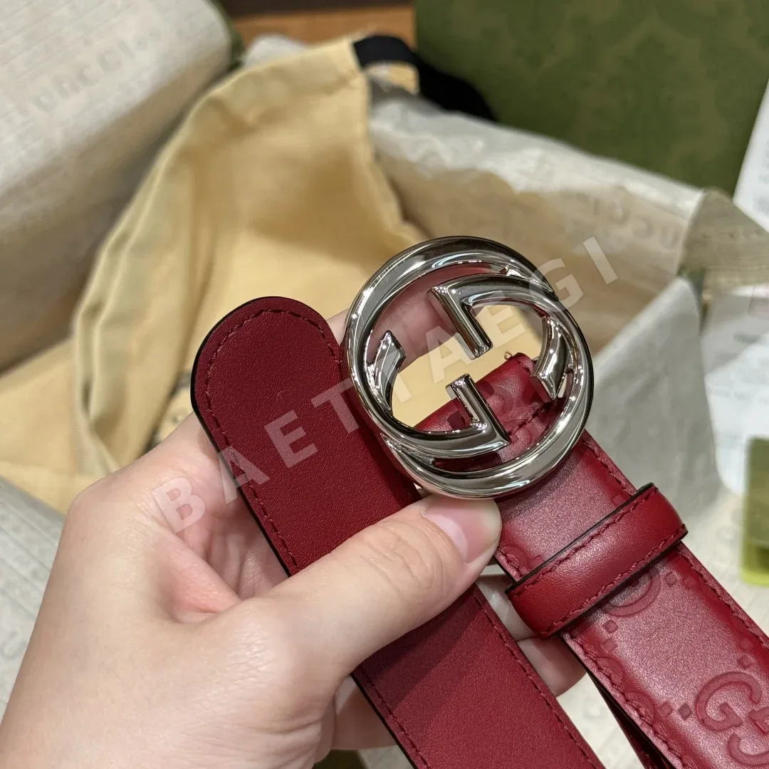 구찌 인터로킹 더블 G 버클 가죽 벨트 상세 이미지 6