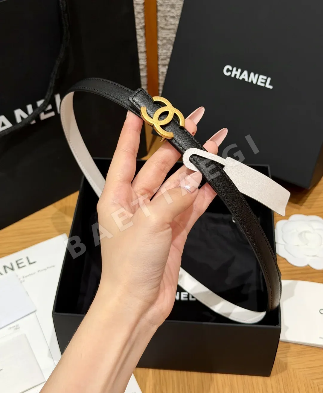 샤넬 더블 C 로고 가죽 벨트 상세 이미지 2