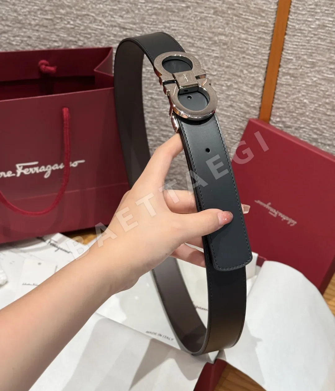 페레가모 간치니 은장 리버서블 가죽 벨트 상세 이미지 2